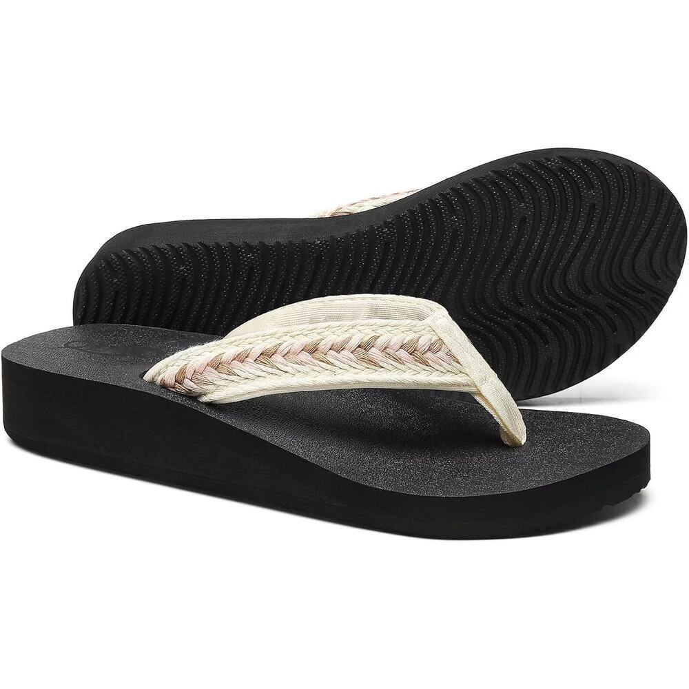 BOGO Wedge Sandals with Stylish Straps for Women Dressy Comfortable Khaki SZ 9